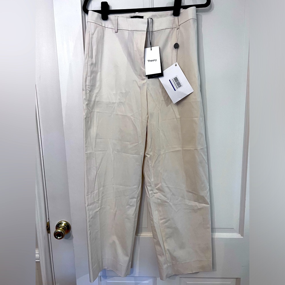 NWT Theory Cotton off white high waist straight Chino